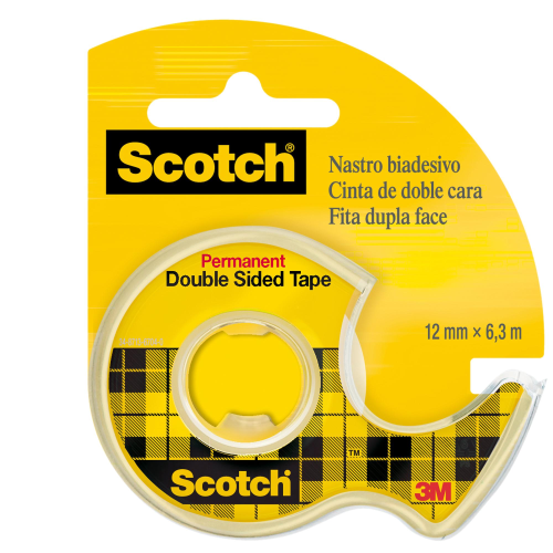 3M SCOTCH NASTRO BIADESIVO TRASPARENTE 12MMx6.3M CON DISPENSER CHIOCCIOLA